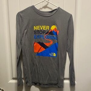 The North Face Gray Long Sleeve Tee with Colorful Graphic